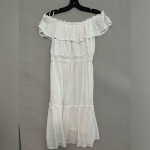 Tommy Bahama off shoulder dress.